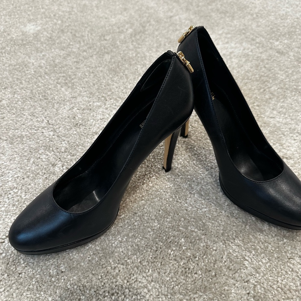 MICHAEL Michael Kors Black Heels with Gold Accents